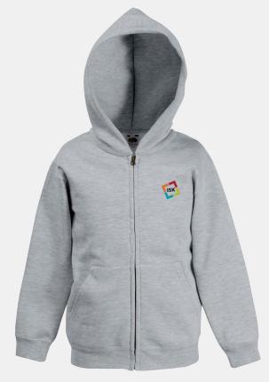 0ISK204501 - Kinder Kapuzensweatjacke Grau mit Schullogo