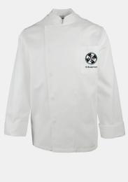 Kochjacke mit Namenstick und Schullogo