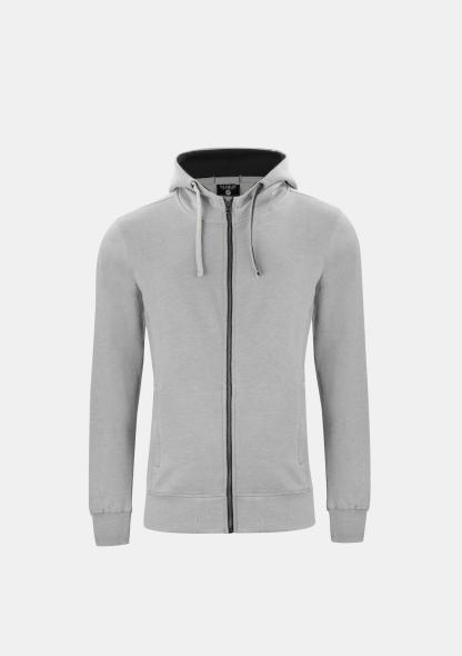 302104495 - Sweatjacke mit Kapuze graumeliert