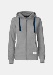 Damensweatjacke mit Kapuze grau meliert