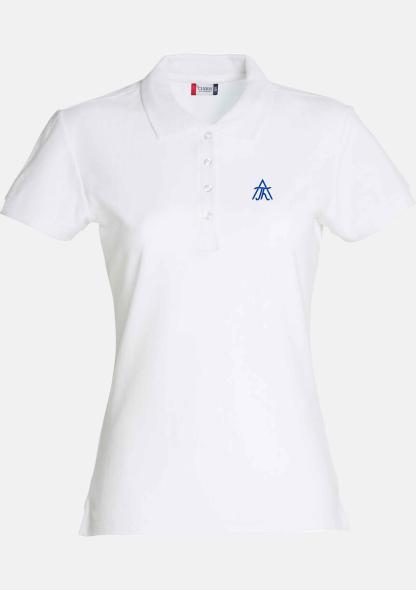 1TW02823101 - Damen Polo Weiß Kurzarm mit Schullogo