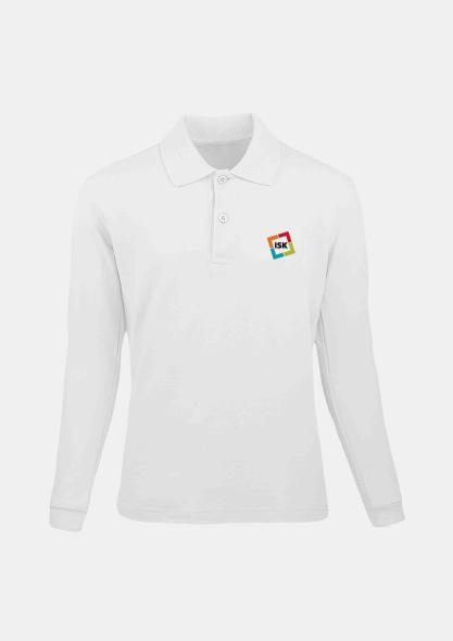 0ISKPO1LA01 - Kinderpolo Langarm Weiss mit Logo