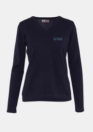 Damenpullover Dunkelblau mit Schullogo