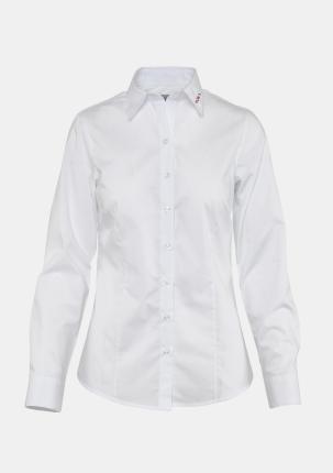 1E200OT01 - Damenbluse mit Schullogo Langarm Weiss