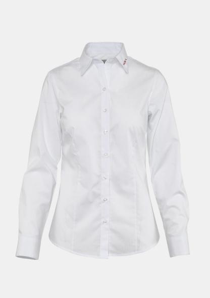 1E200OT01 - Damenbluse mit Schullogo Langarm Weiss