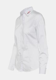 Damenbluse mit Schullogo Langarm Weiss