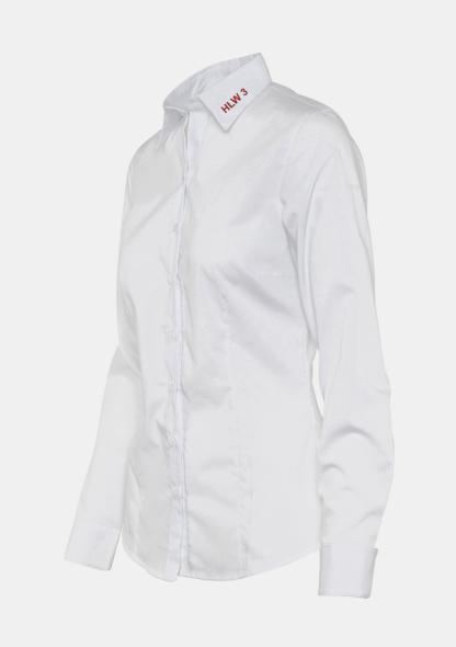 1E200OT01 - Damenbluse mit Schullogo Langarm Weiss