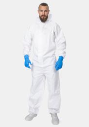 weißer Einweg-Schutzoverall (Vliespolyethylen)