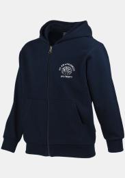 Kinderkapuzensweatjacke mit Schullogo