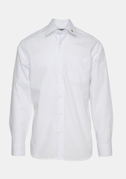 1AHEMDLAUE - Herrenhemd Langarm Überlänge Weiß mit Schullogo