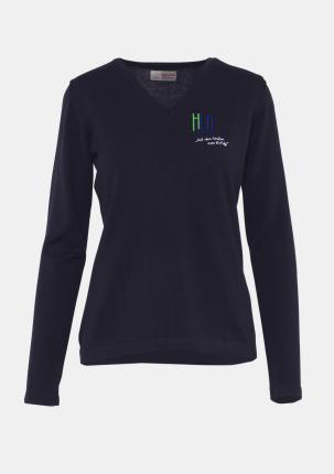 1BDPULLIBWBL - Damenpullover mit Schullogo Dunkelblau