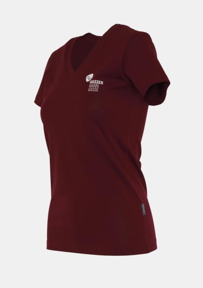 1WDTSHIRTWR - Damen T-Shirt mit Schullogo Weinrot