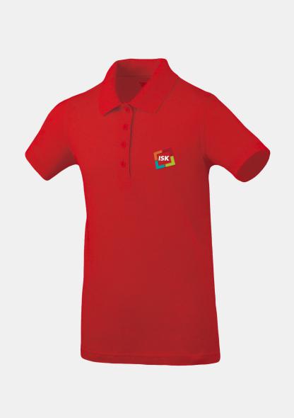 0ISKMPOKA02 - Mädchenpolo Kurzarm Rot mit Logo
