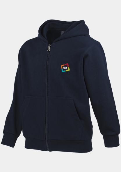 0ISKSWEATJA01 - Kinderkapuzensweatjacke mit Schullogo