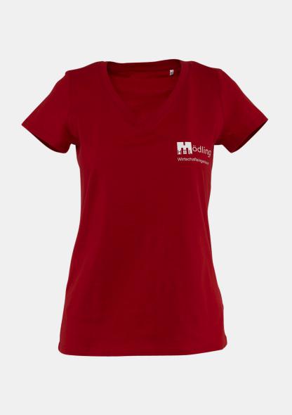 1HTLMWIDSHIR3 - Damen T-Shirt Rot mit Schullogo
