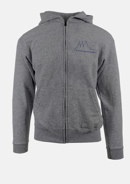 0MESWEATJAGR - Kinder Kapuzensweatjacke Grau mit Schullogo