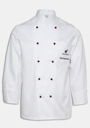 Kochjacke mit Namenstick und Schullogo